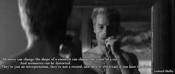 memories can be distorted...&quot; - Leonard Shelby (Memento) [1280x544 ... via Relatably.com