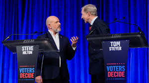 California Governor's Race: New poll shows Tom Steyer edging Hilton in as battle for 2nd tightens