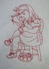 Résultat de recherche d'images pour "Redwork embroidery girls dress up"