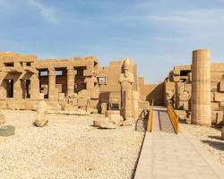 Image of Festival Hall of Thutmose III, with its botanical reliefs and columns.