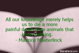 Maurice Maeterlinck Quote: All our knowledge merely helps us to ... via Relatably.com