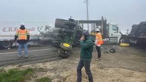 Major crash involving multiple big rigs on HWY 43 near Hanford