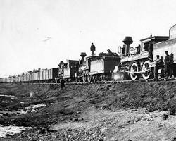 Image of Union Pacific Railroad construction 1868 Laramie Cheyenne
