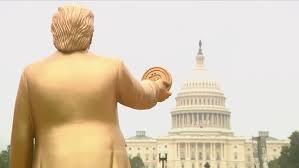 Giant Gold Trump-Bitcoin Statue Unveiled at US Capitol Amidst Federal Reserve Rate Cut