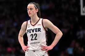 Caitlin Clark reacting during Indiana Fever game against New York Liberty