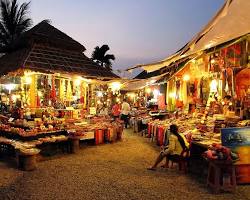 A bustling and colorful night market in Siem Reap.
