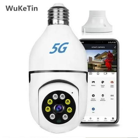 5g Wifi Surveillance Camera E27 Light Bulb Camera Wireless Waterproof Ip65 Automatic Human Tracking Night Vision Security Camera