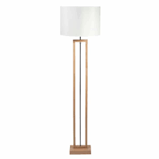 Lampadaire en bois d'hévéa et abat-jour blanc H165 Long ...