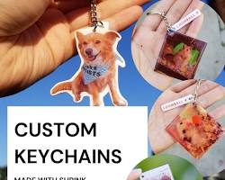 keychain made of shrink plastic with a pet photoの画像