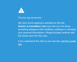 Imagem de Warning message about a suspicious link