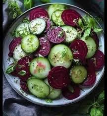 Cucumber and beet salad recipe with dressing