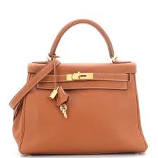 Hermes Kelly Handbag Brown Togo with Gold Hardware 28 Brown 1708641