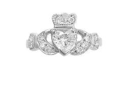 Image of Claddagh Ring platinum diamond ring for men