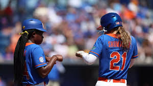 Florida Softball team in action during the super regional finale