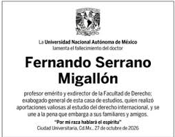 Lamenta UNAM fallecimiento del profesor emérito, el jurista Fernando Serrano Migallón