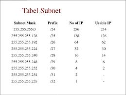 Hasil gambar untuk tabel subnet