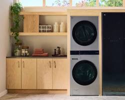 Image of modern LG kitchen appliances washing machine fridge dishwasher