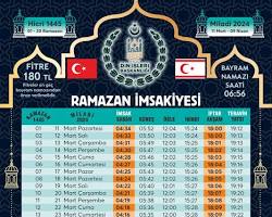 Diyanet İşleri Başkanlığı Ramazan İmsakiyesi örneği görseli resmi