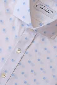 White & Sky Blue Spotted Compact Cotton Men's Bespoke Shirt – W.H Taylor Shirtmakers