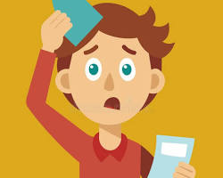 Image of person holding a water bill with a confused expression