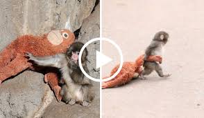 VÍDEO: Macaco órfão adota urso de pelúcia como mãe e comove a internet
