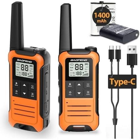 Walkie Talkies Long Range for Adults Rechargeable Walkie Talkie Baofeng F22 FRS Radio Walky Talky Family Walkie-Talkie with 1400 mAh Battery USB