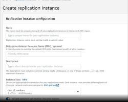 Image of creating a replication instance in the AWS Management Console