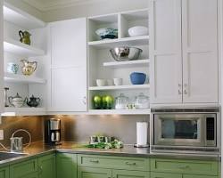 Image of kitchen cabinets with a pop of color