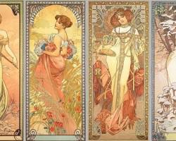Gambar Alphonse Mucha The Four Seasons series