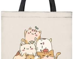 tote bag and pouch with cat patternsの画像