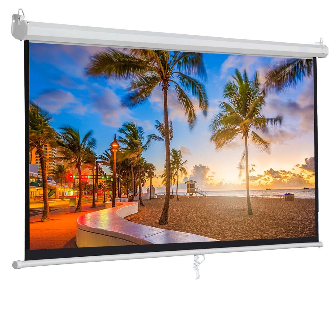 100 Inch 16:9 Manual Pull Down Projector Projection Screen Home Theater Movie SENY