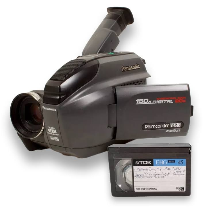 Panasonic VHS-C Tape Player Vintage Camcorder Bundle w/ USB, Blank Tape Foldout LCD Screen