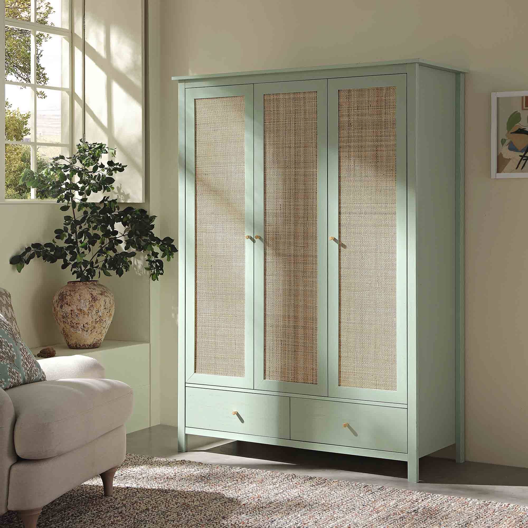 Daals Frances Rattan Triple Closet with 2 Drawers