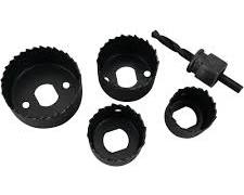 Image of hole saw set with different sizes and an arbor