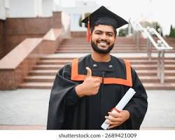 group of diverse Indian students celebrating graduation with a scholarship certificate and books in front of college campus 2026 style, AI generated