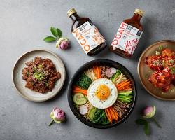 Ognam Korean restaurant London food dish, AI generated