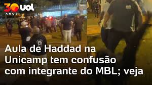 Aula de Haddad na Unicamp tem confusão com integrante do MBL; veja