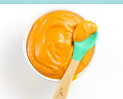 صورة baby eating sweet potato puree