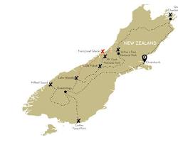 Image of map of New Zealand's South Island, highlighting Arthur's Pass