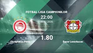 Olympiakos Pireu vs Bayer Leverkusen, Ponturi Pariuri Fotbal Liga Campionilor 20.01.2026