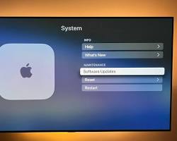 Image of Apple TV System menu with Software Updates option highlighted