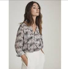 Reiss Maggie Abstract Circle Print Blouse in Multicolor Size 8 NWT | eBay