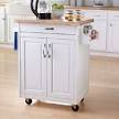 Kitchen Cart with Butcher Block Top, White - m