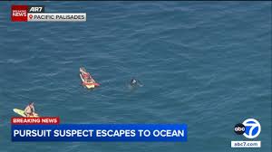 Chase suspect swims into ocean off Pacific Palisades in attempt to evade police
