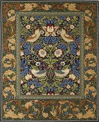 Amazon.com: Strawberry Thief Blue by William Morris | Arts and Crafts Style Woven Tapestry Wall Art Hanging Strawberry and Thrush Pattern 100% Cotton USA Size 65x53 : Home & Kitchen