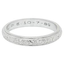 14K White Gold Forget-Me-Not Wedding Band Ring For Sale at 1stDibs