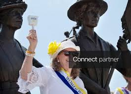 Licensable picture: Pat Pierce rings her bell to commemorate the passage of the 19th Amendment at the Tennessee Woman Suffrage Movement monument in