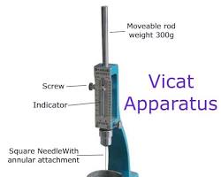 Image of Vicat apparatus needle penetrating cement paste