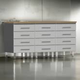 Silver 12-Drawer Garage Cabinets with Worktop Options
