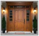 Front door with sidelights and transom